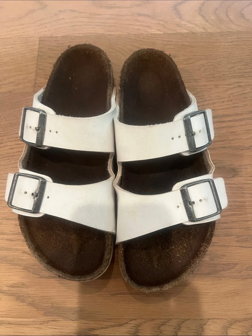 Birkenstock White Double-Strap Kids Sandals with Buckles